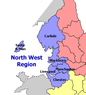 North England 1st level Political County Map with Strong 